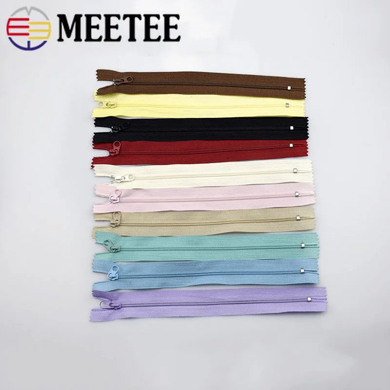 Meetee 20pcs 3# Nylon Coil Zipper 20cm 7.8Inch Close end Tail for Handbag Cloth Pocket Wallet DIY Sewing Craft Accessories A4 12|Молнии| |