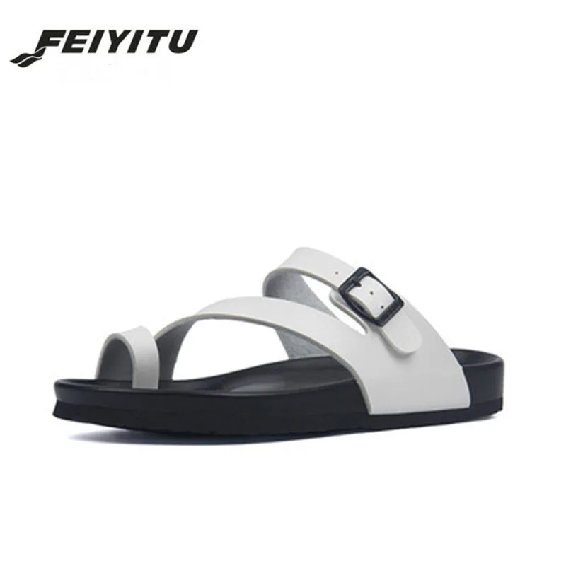 Женские шлепанцы с двойной пряжкой FeiYiTu размера плюс 35 45|Вьетнамки| |