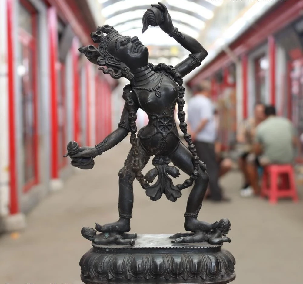 Старая тибетская фиолетовая Бронзовая статуя Vajrayogini Vajravarahi Kalachakra богиня тара |