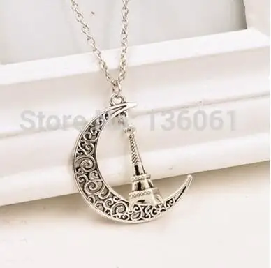 Винтажный серебряный полумесяц Луна и Звезда Эйфелева башня Клевер висячий