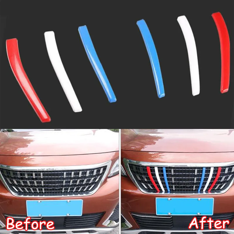 JXKaFa ABS Car Accessories For Peugeot 3008 GT 2016 2017 2018 Front Grill Grille Decoration Strips Styling Trim 6Pcs/set | Автомобили и