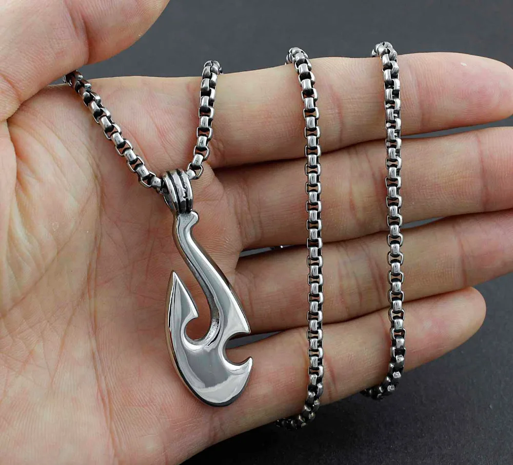 316L из Нержавеющей Стали Маори рыбы крюк племени подвеска тату ожерелье + цепь