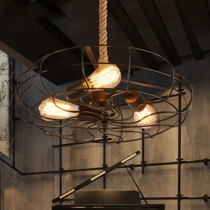 Koop Loft Edison Verlichtingsarmaturen Vintage Fan Hanglamp Creative Iron Industriële Stijl Hanger Verlichting Bar Cafe Hanglampen