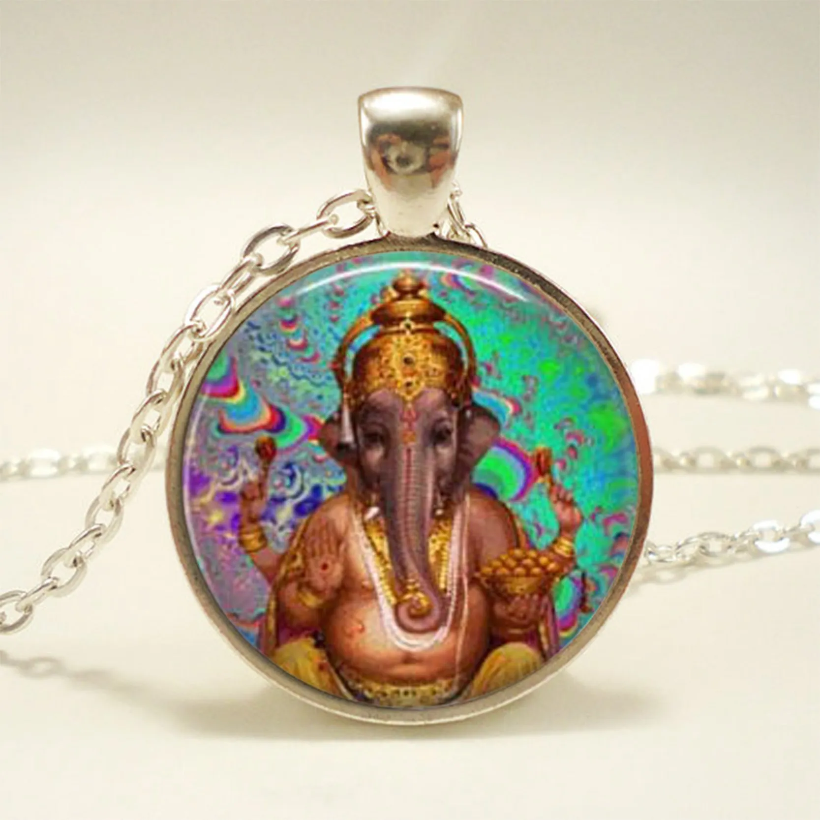 Ожерелье с амулетом Krishna и Radha подвеска серебряного цвета Lakshmi ожерелье Hinduism Shiva