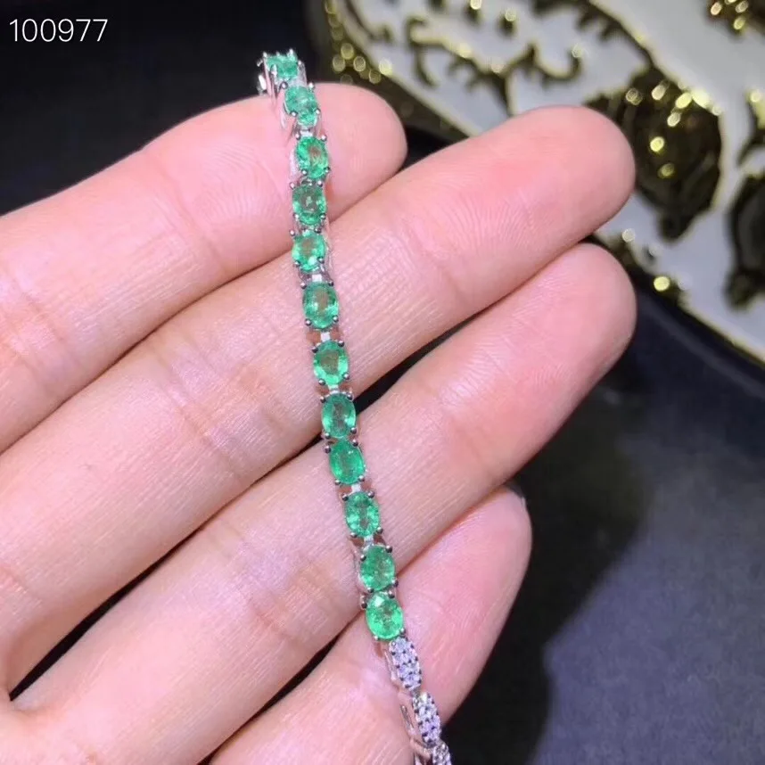 Браслет-цепочка из натурального и настоящего изумруда бесплатная доставка