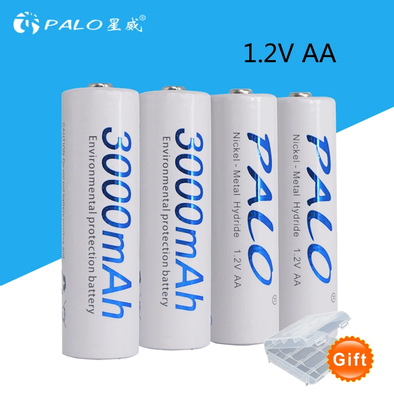 

New brand Palo 4pcs 2a AA Battery Batteries 1.2V AA 3000mAh Ni-MH Pre-charged Rechargeable Battery 2A Baterias for Camera