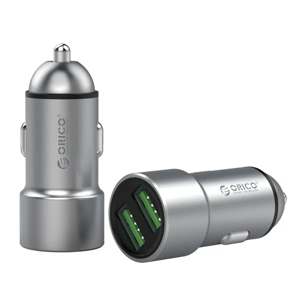 ORICO Алюминиевый мини USB Автомобильное зарядное устройство 2.1A мобильный телефон зарядное устройство двойной USB быстрое автомобильное зарядное устройство для iPhone samsung Xiaomi планшет зарядное устройство - Тип штекера: Gray Color