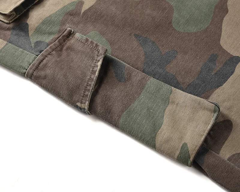 Camouflage Cargo Pants Men Vintage Multi-pocket Bottom Button Men's Trousers Streetwear All-match Military Pants