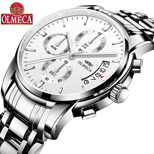 OLMECA relogio masculino Топ бренд часы мужские спортивные водонепроницаемые армейские кварцевые часы горячие часы mujer - Цвет: 826 Silver White