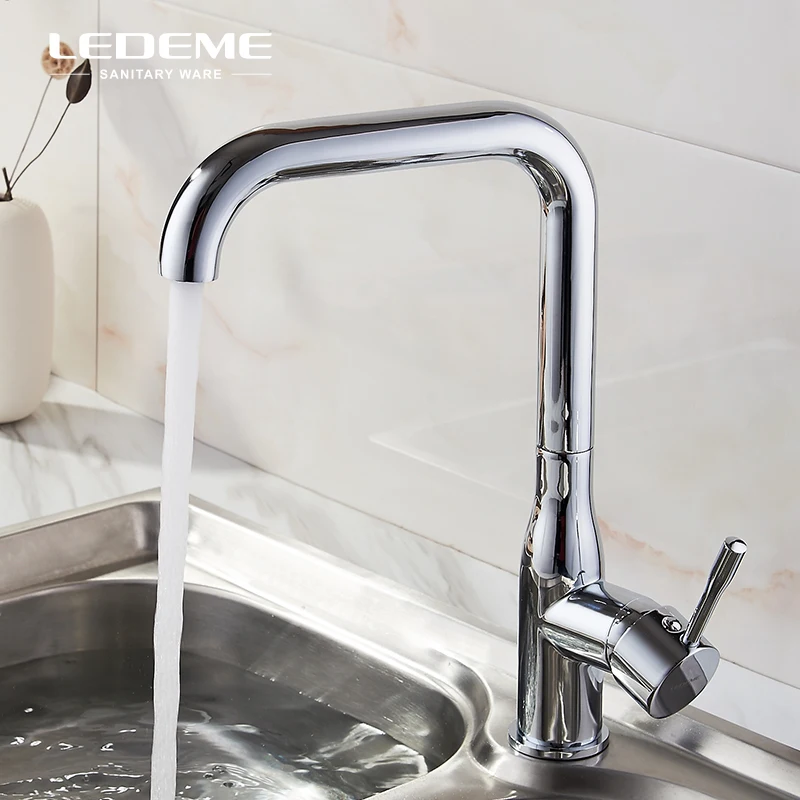 LEDEME хромированный смеситель для кухонной раковины с одной ручкой латунный кран