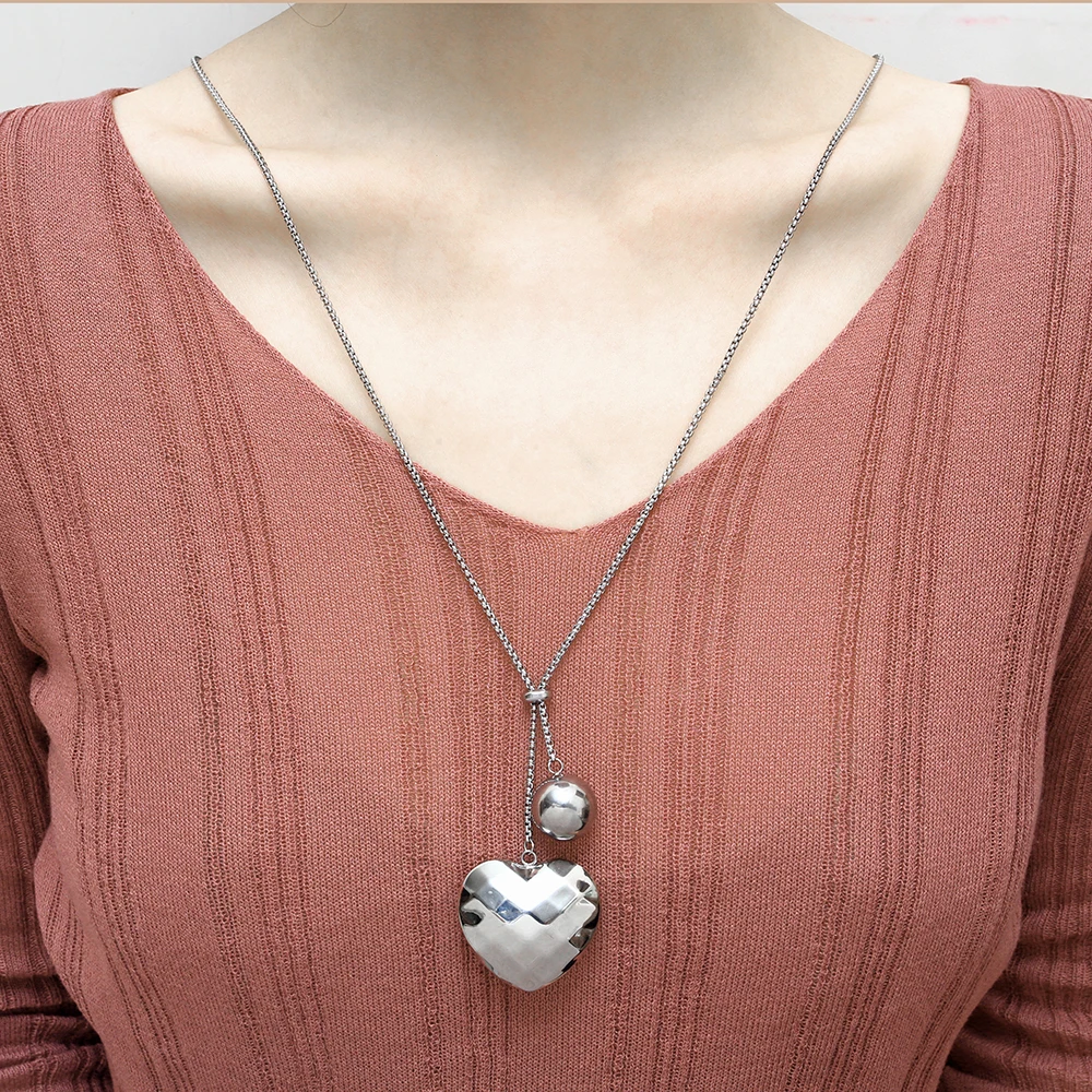 Женское Ожерелье с шариком из нержавеющей стали OUFEI длинное богемное колье в