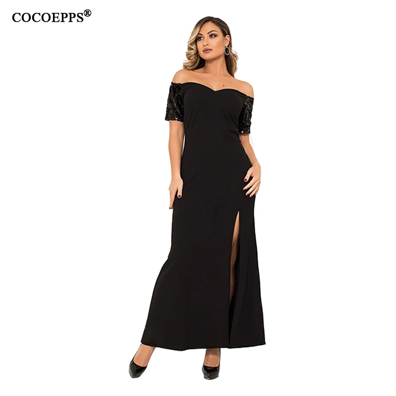 Женское платье-макси с блестками COCOEPPS вечерние кружевные платья большого