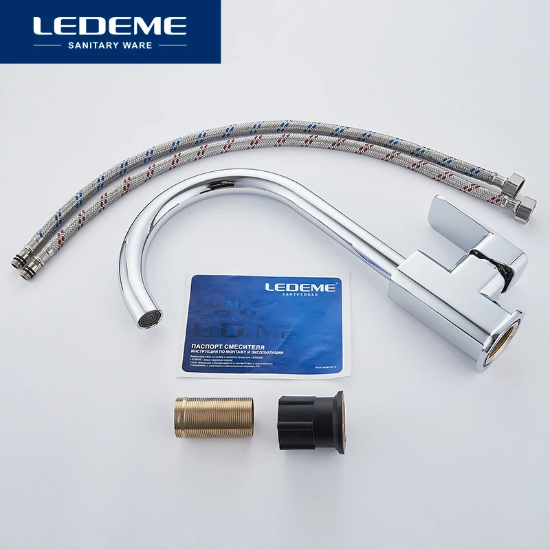 LEDEME Chrome Новый Кухня кран раковина смеситель поворотным носик классический