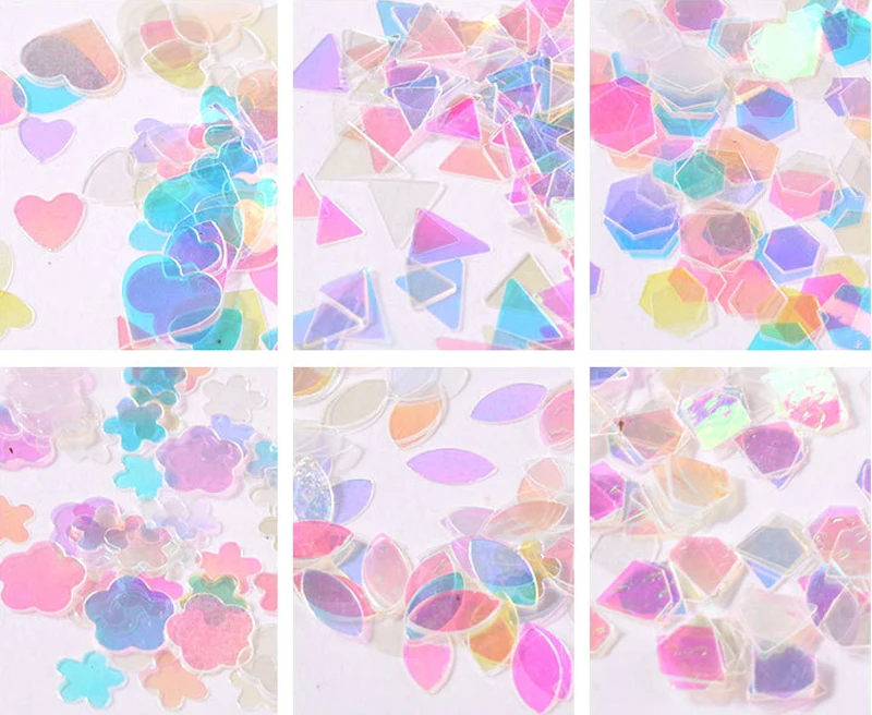 12 Сетка Блестящий декор для ногтей смешанные звезды круглые сердце Diamond Flakies