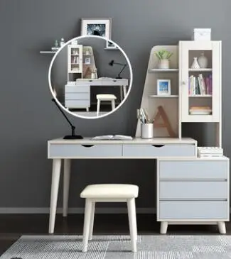 

Simple modern dressing table Nordic computer desk bookcase bookcase makeup table combination dresser.