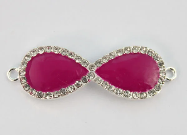 

8PCS Clear Rhinestone Rosered Glasses Link Pendants #22875