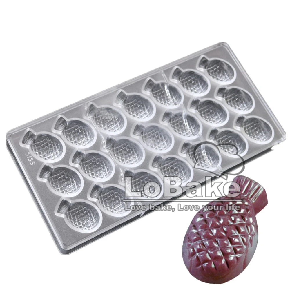 

New arrivals 21 cavities pineapple shape PC Polycarbonate plastic mold for chocolate accesorios de cocina DIY baking supplies