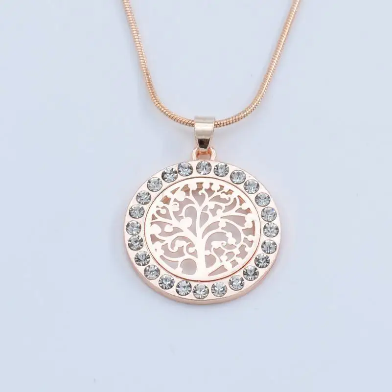2019 Новое дерево жизни кристалл круглая маленькая подвеска-кулон золотой и