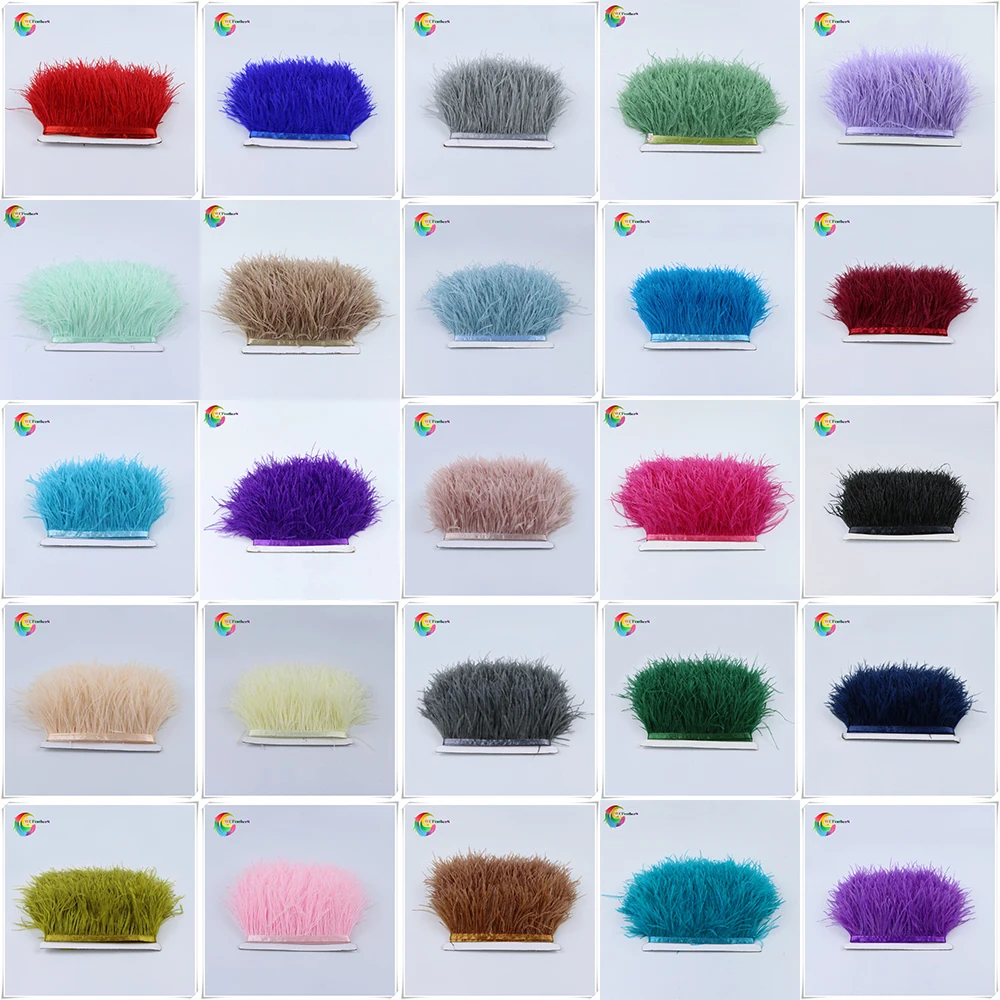

New! Wholesale high quality 5-10 meters ostrich feather Trims Width 8-10cm feathers ribbon DIY clothing accessories Wedding Deco