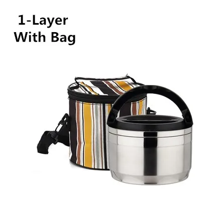 1-Layer with Bag Высокое качество 304 нержавеющая сталь Ланч-бокс для детей для пикника многослойный Бенто-бокс кухонный пищевой контейнер Теплоизоляционный Ланч-бокс - Цвет: 1-Layer with Bag