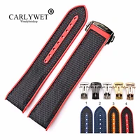 carlywet 20 22mm rubber with nylon replacement watch band strap for omega planet ocean 45 42mm with clasp