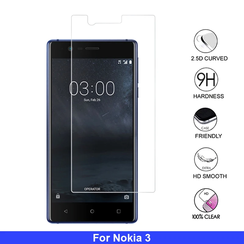 2 шт закаленное стекло для Nokia 3 ультра-тонкий протектор экрана TA-1032 HD закаленная