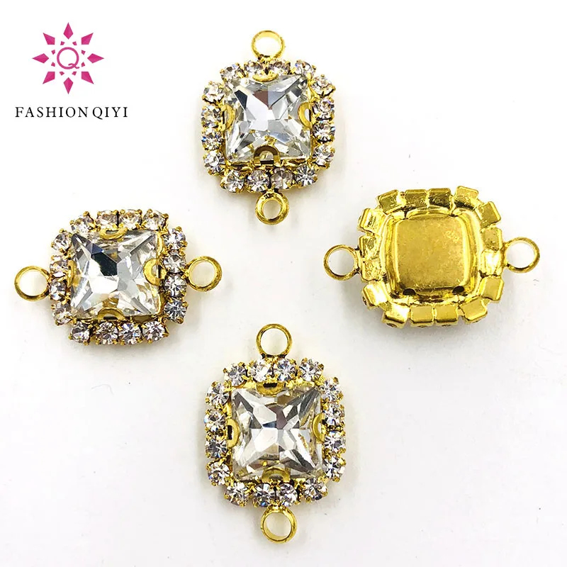 Новинка 8 мм двойная петля для шитья стразы прозрачное белое стекло квадратная