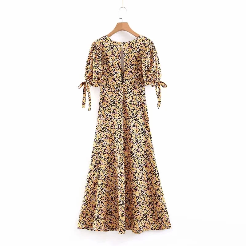 2019 Boho Элегантное открытое длинное платье с бантом женское летнее винтажное