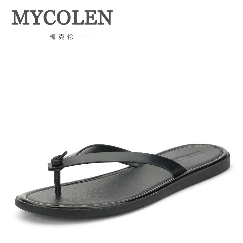 MYCOLEN/мужские Вьетнамки; Шлепанцы из натуральной кожи; коллекция года; летняя модная обувь для пляжного отдыха; мужские сандалии; мужские пляжные шлепанцы