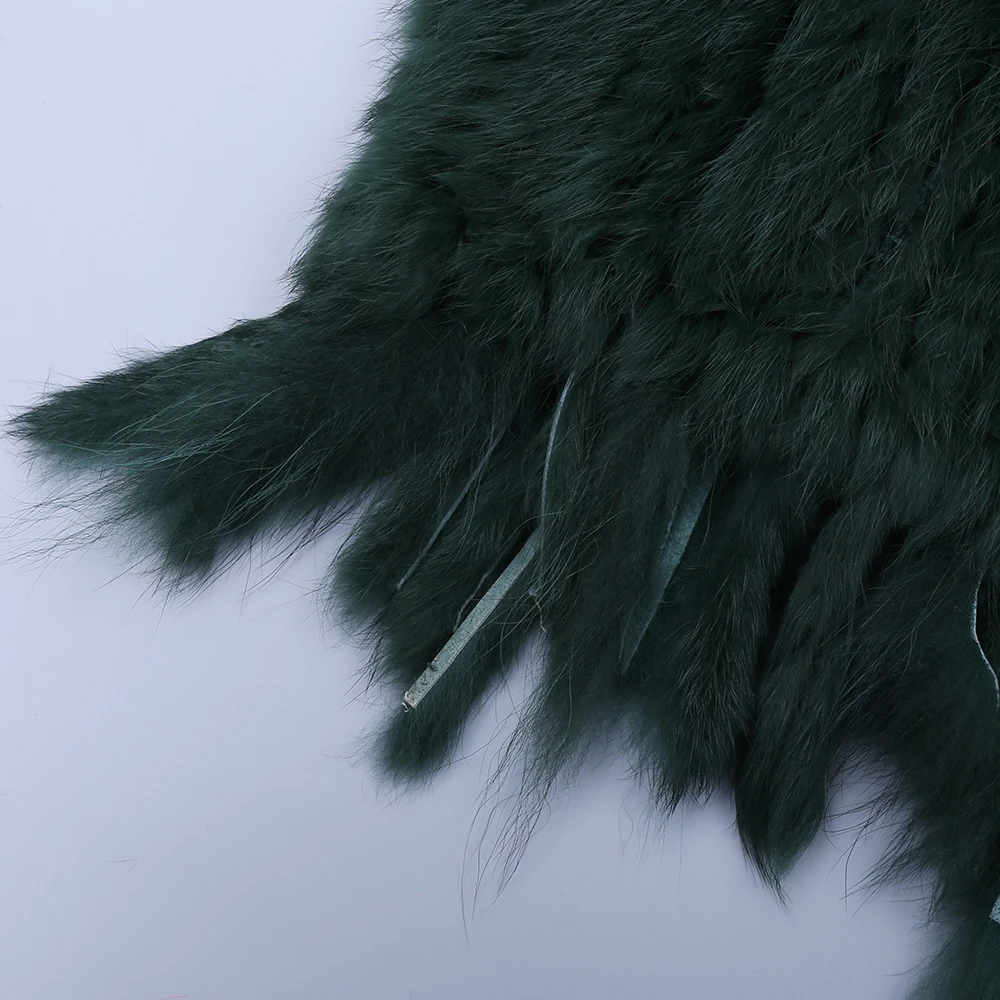 2022 New Women's Lady Genuine Real Knitted Rabbit Fur Vests tassels Raccoon Fur Trimming Collar Waistcoat Fur Sleeveless Gilet