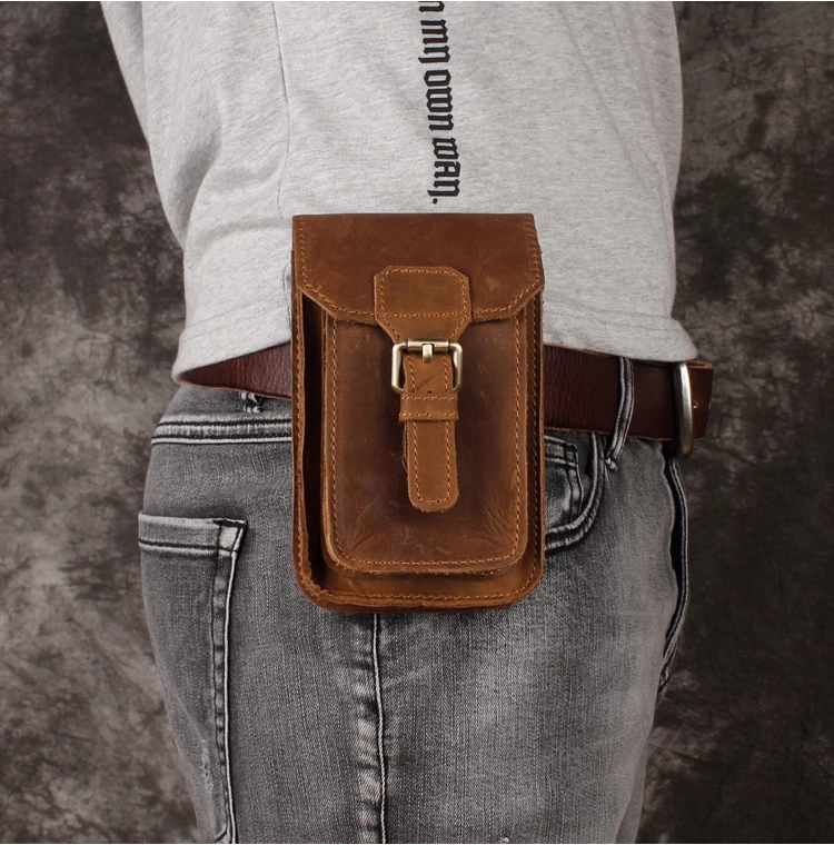 Genuine Cow Leather Cigarette Case Waist Pack Lighter Package Molle Pocket | Дом и сад