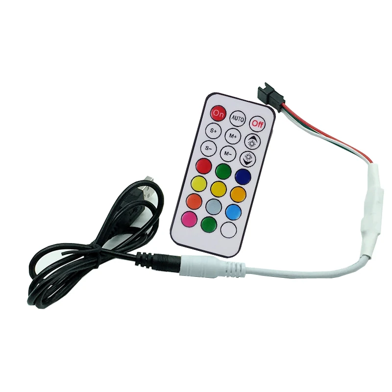 DC 5 В 1 м до USB подключен полосы 5050 60leds/m WS2812B RGB 21Key RF контроллер ТВ