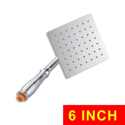 6 Inch Square Ванная комната 4''6''8'' дюймов дождевая вода экономия высокого давления душевая головка ручной вращающийся Топ ультра-тонкий держатель для душа и шланг - Цвет: 6 Inch Square