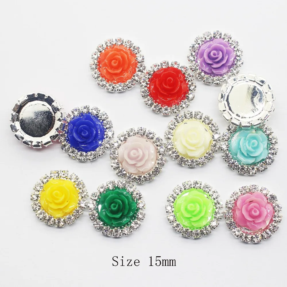ZMASEY Роза пуговицы распродажа цена 10 шт./лот 15 мм швейные пуговицы 12 цветов ручной работы украшения аксессуар круглый фитинг