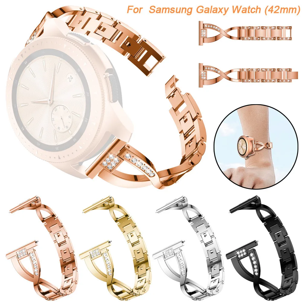 Роскошный сменный металлический браслет с кристаллами для samsung Galaxy Watch, наручные часы 42 мм, браслет с ремешками для 5,12-8,07 дюймов, наручные часы 26