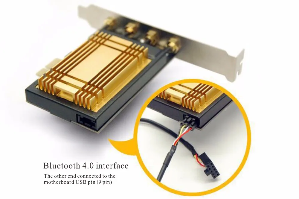 0desktop 867mbps 4pcs 6DB external antenna wireless network card BCM94352 BT4.0 802.11a/b/g/n/ac WLAN WIN7 WIN8 WIN10