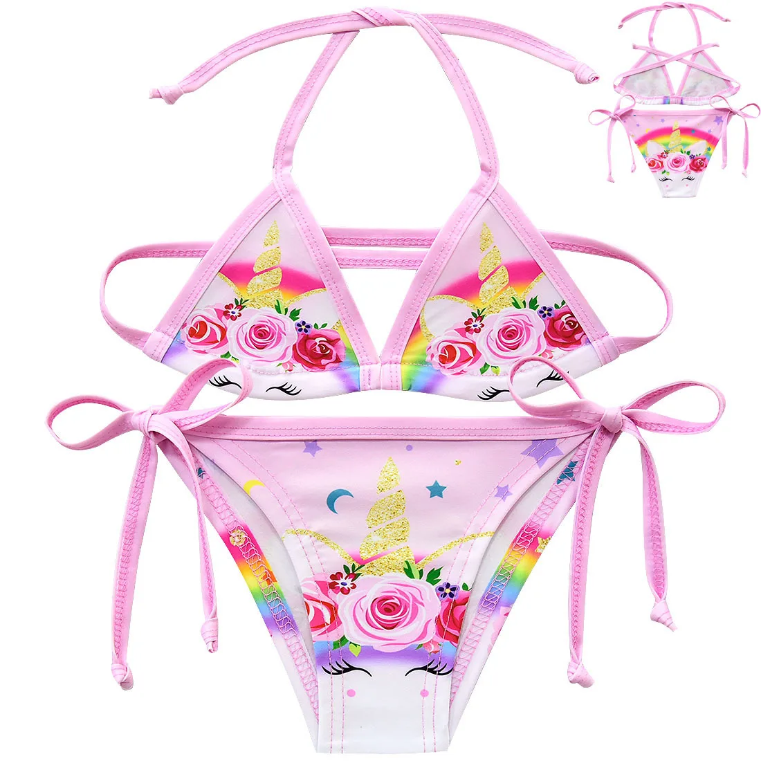 2019 Girl Swimsuit Two Pieces Princess Moana Children's Swimming Costume Girls Split Bikini Bathing Sets Unicorn Kids Beach Wear | Детская