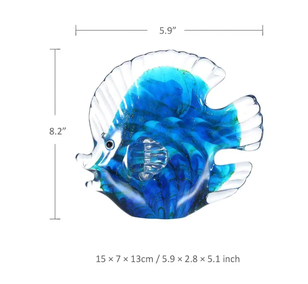 Статуэтки в виде рыбы из голубого стекла тропическая статуэтка украшение для