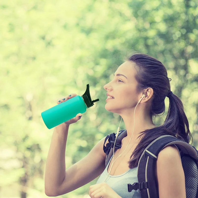 Изолированные спортивные бутылки для воды соломенная крышка Bpa свободный