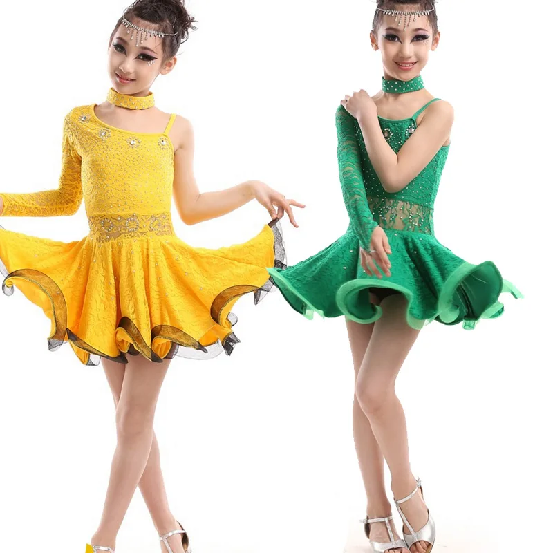 Детский Конкурс бальных танцев платье для латинских девочек танцевальные