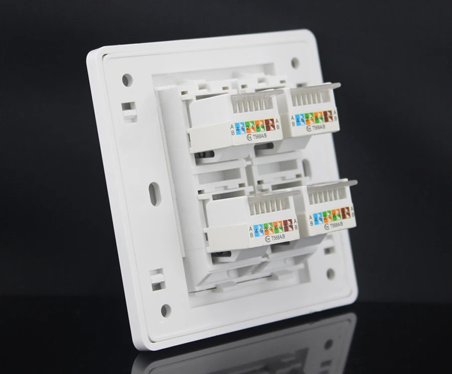 Xintylink rj45 Разъем модульный 4 порта cat5e cat6 Keystone Белый ПК настенная Лицевая панель без инструментов настенная розетка 86 мм