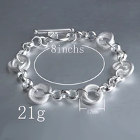 trendy round circle bracelets women jewelry new fashion female girls silver 925 bangles accessories lady lover birthday gift