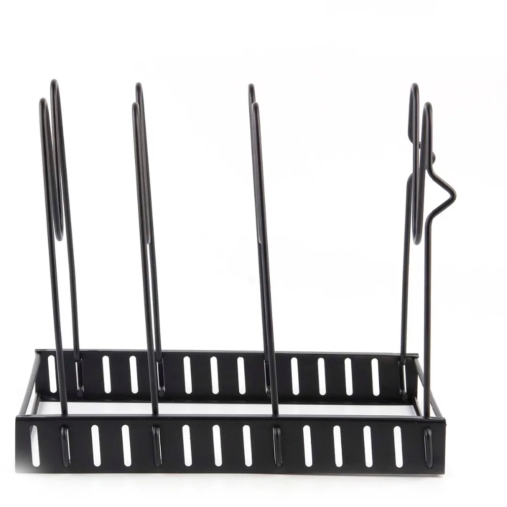 Подвесная стойка для кастрюль кухонный органайзер хранения 5 слоев черный цвет