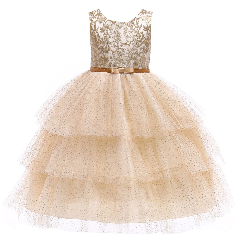 

Children's and girls elegant wedding flower girl dress princess party beauty pageant formal sleeveless lace tulle princess dress