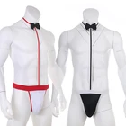 Мужские стринги с воротником-стойкой Borat, сексуальное Эротическое белье с мешочком для пениса, стринги, сексуальное нижнее белье для геев, костюм Манкини