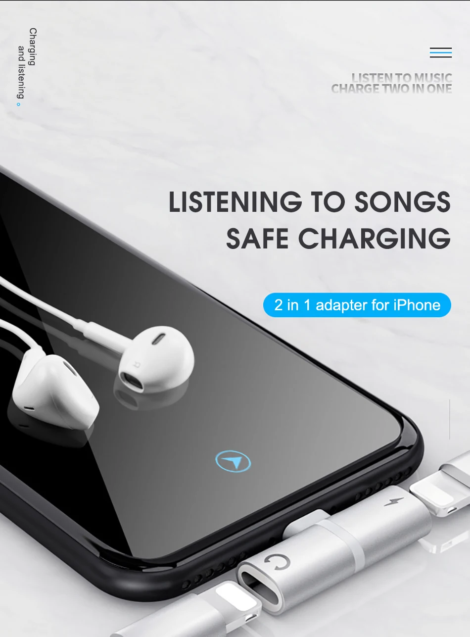 ACCEZZ 2 в 1 для Apple адаптер для iphone 7 8 Plus X XS MAX XR разъем сплиттер Опора аудио конвертера зарядки вызова