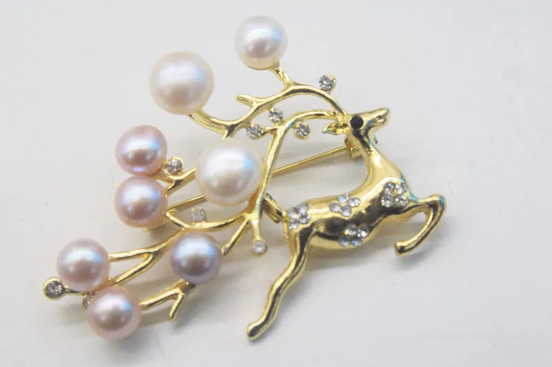 Пресноводного жемчуга розовый/фиолетовый/Белая Монета и в форме оленя FPPJ оптовая