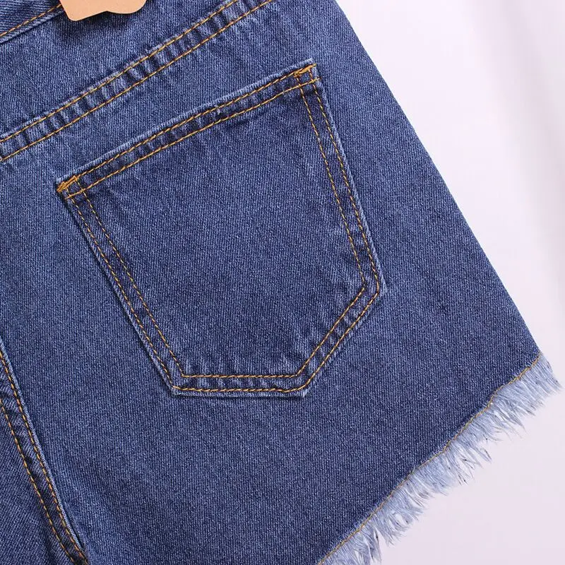 Женские джинсовые шорты на пуговицах Классические Универсальные синие короткие