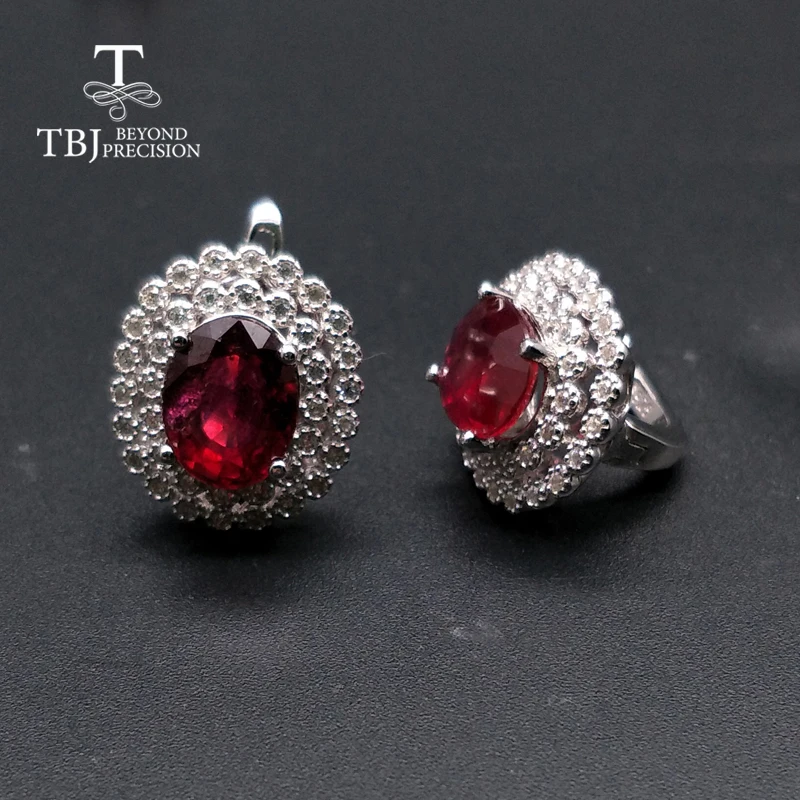 TBJ,925 sterling silver natural good color ruby classic clasp earrings anniversary best gift for mother or wife fine jewelry