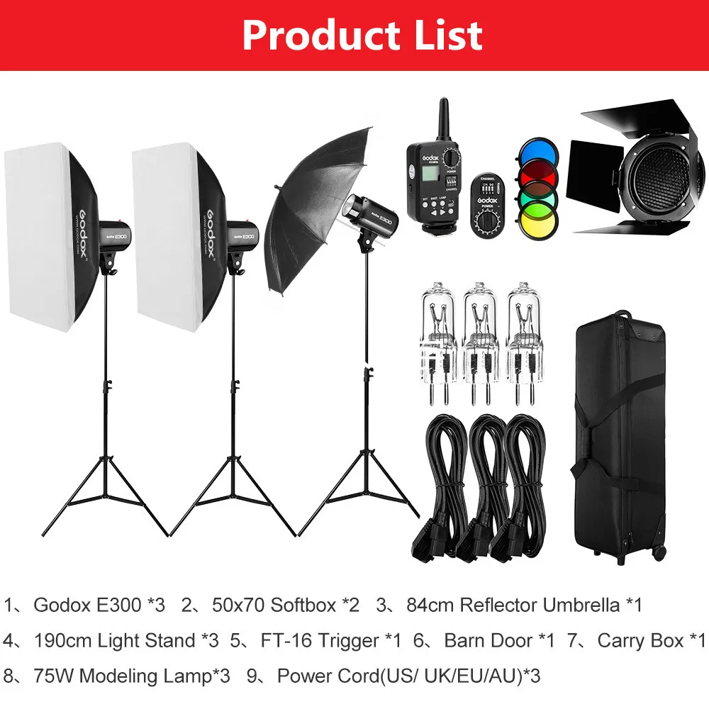 Godox строб студия Flash Light Kit 900 Вт фотографическое освещение срабатывает шторками
